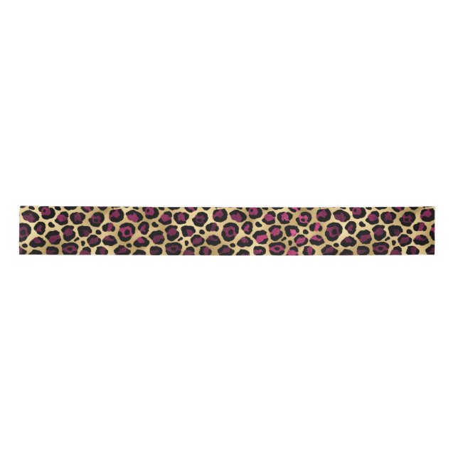 Design der Burgundy- und Gold Leopard-Serie 2 Satinband (Vorderseite)