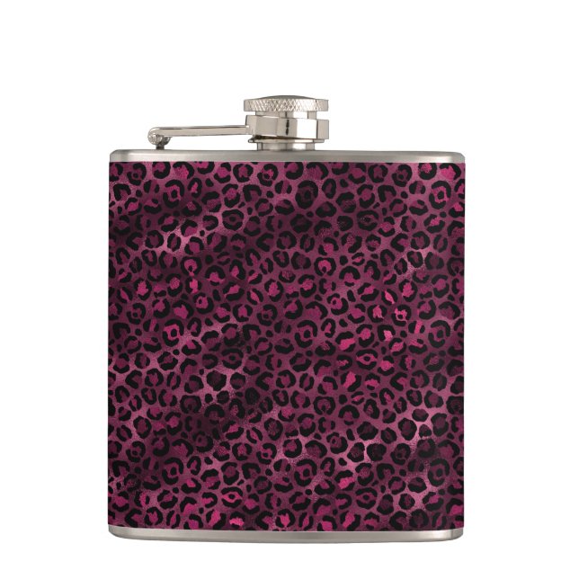 Design der Burgundy- und Gold Leopard-Serie 9 Flachmann (Vorderseite)
