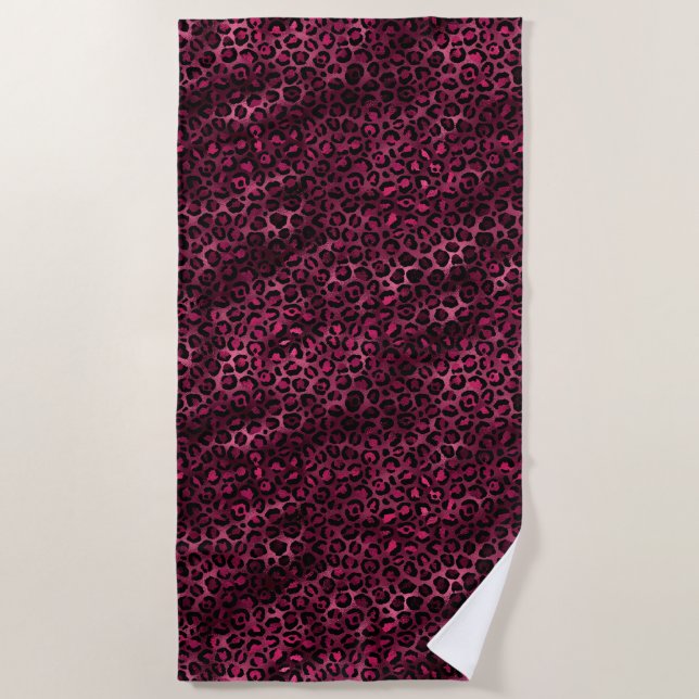 Design der Burgundy- und Gold Leopard-Serie 9 Strandtuch (Vorderseite)