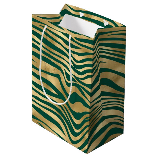 Design der Emerald- und Gold-Safari-Serie 4 Mittlere Geschenktüte (Rückseite Schrägansicht)