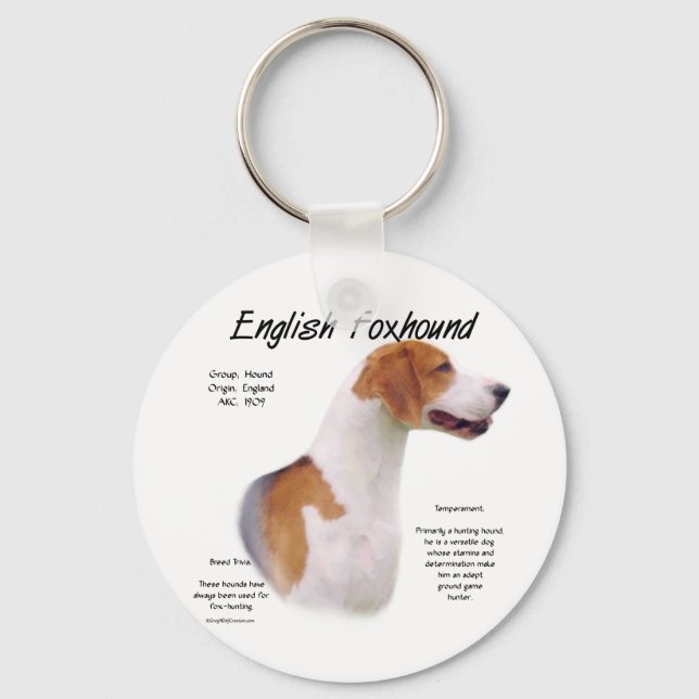 Design der englischen Foxhound-Geschichte Schlüsselanhänger (Vorderseite)