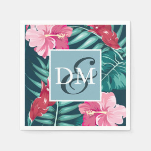 Design der exotischen Sommermonogramm-Blume Serviette