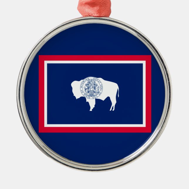 Design der Flaggen des Wyoming-Zustands Silbernes Ornament (Vorne)