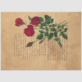 Design der französischen Handschrift und Rote Rose Seidenpapier