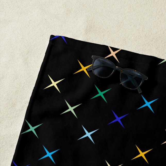 Design der geometrischen Stars des Retro-Mid-Centu Strandtuch (Beispiel)