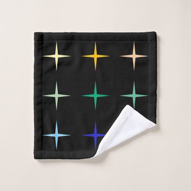 Design der geometrischen Stars des Retro-Mid-Centu Waschlappen (Waschlappen)