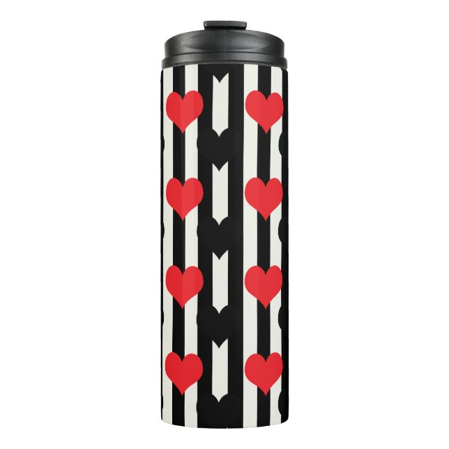 Design der gestrichenen roten Liebe Herzmuster Thermosbecher (Vorderseite)