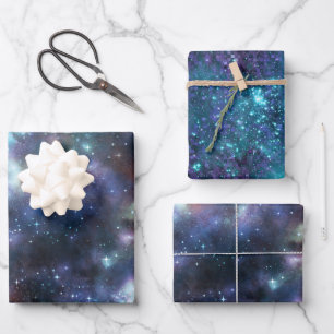 Design der glänzenden Galaxy-Serie 3 Geschenkpapier Set
