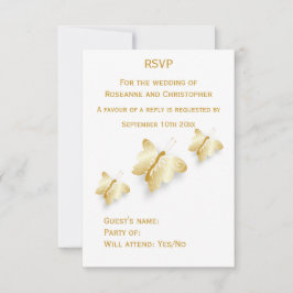 Design der Gold Wedding RSVP Card Schmetterlinge