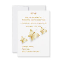 Design der Gold Wedding RSVP Card Schmetterlinge