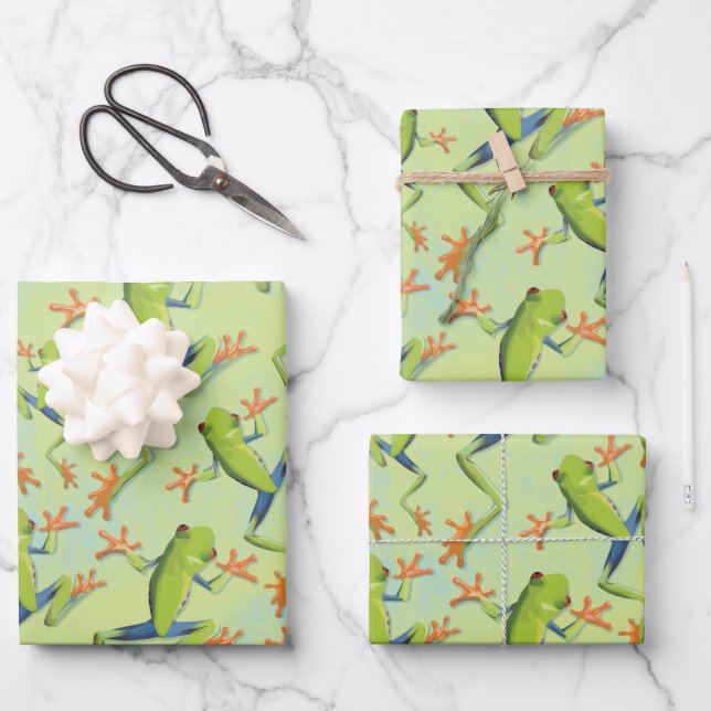 Design der Grünbaum-Frog-Muster Geschenkpapier Set (Vorderseite)