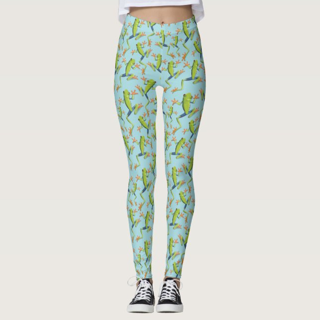 Design der Grünbaum-Frog-Muster Leggings (Vorderseite)