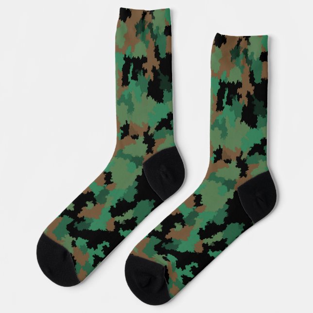 Design der grünen Armee Dschungel-Camouflage Socken (Linkes Detail)