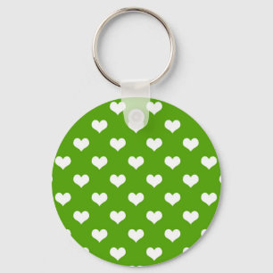 Design der grünen weißen Liebe Herzmuster Schlüsselanhänger