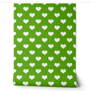 Design der grünen weißen Liebe Herzmuster Tapete