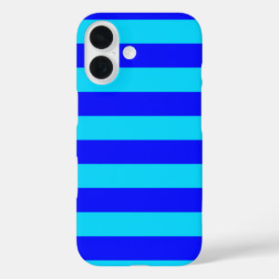 Design der hellblauen und dunkelblauen Streifen iPhone 16 Hülle