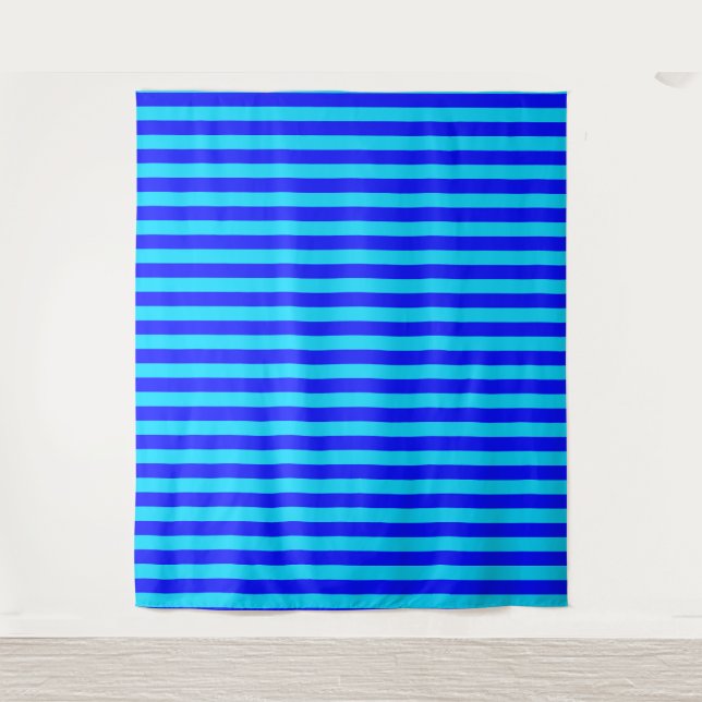 Design der hellblauen und dunkelblauen Streifen Wandteppich (Vorderseite)