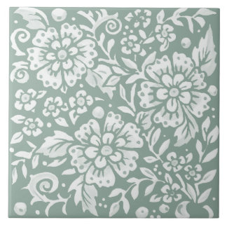 Design der hübschen Blume in grün-weißer Blüte Fliese