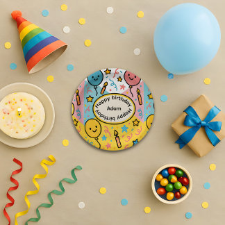 Design der individuell anpassbaren Kindergeburtsta Pappteller