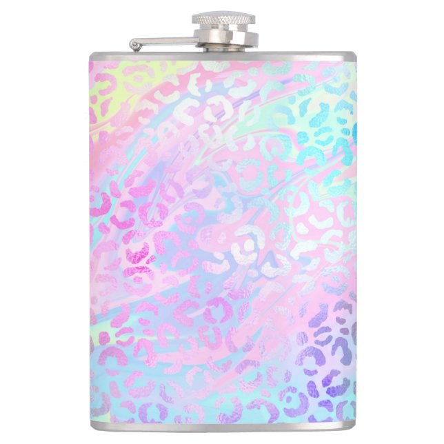 Design der iridescent Leopard-Serie 10 Flachmann (Vorderseite)