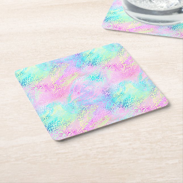 Design der iridescent Leopard-Serie 10 Rechteckiger Pappuntersetzer (angewinkelt)