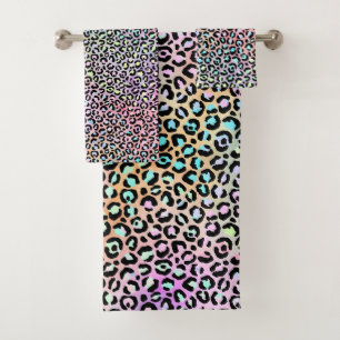 Design der iridescent Leopard-Serie 6 Badhandtuch Set
