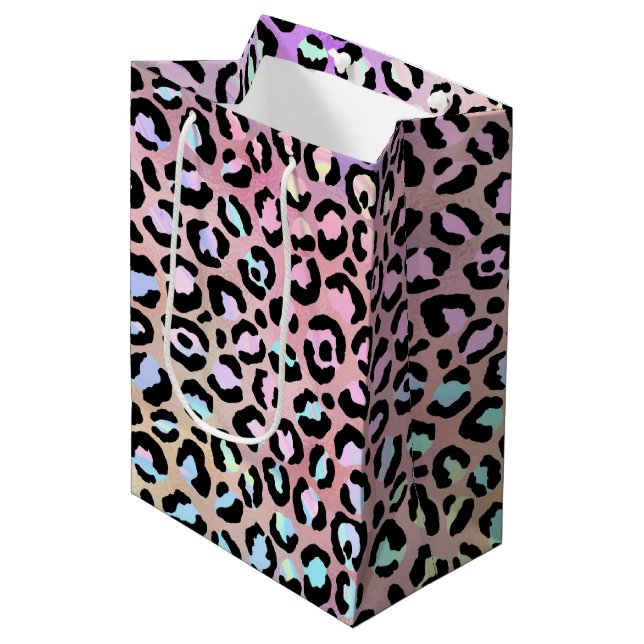 Design der iridescent Leopard-Serie 6 Mittlere Geschenktüte (Vorderseite Schrägansicht)