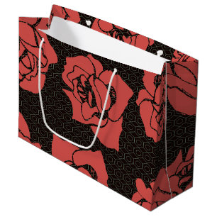 Design der japanischen Rose Blume Große Geschenktüte