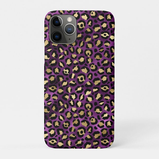 Design der lila und Gold Leopard-Serie 1 Case-Mate iPhone Hülle (Rückseite)