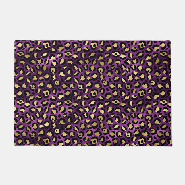 Design der lila und Gold Leopard-Serie 1 Fußmatte (Vorderseite)