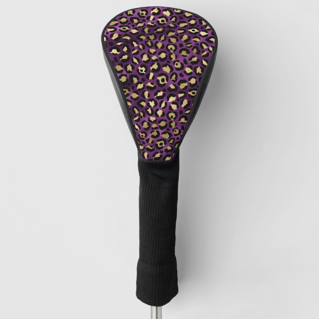 Design der lila und Gold Leopard-Serie 1 Golf Headcover (Vorderseite)