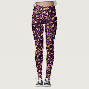 Design der lila und Gold Leopard-Serie 1 Leggings