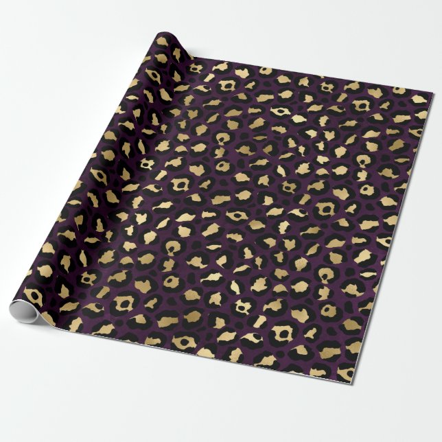 Design der lila und Gold Leopard-Serie 2 Geschenkpapier (Ungerollt)