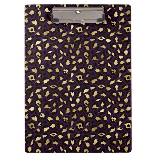 Design der lila und Gold Leopard-Serie 2 Klemmbrett (Vorderseite)