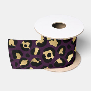 Design der lila und Gold Leopard-Serie 2 Satinband