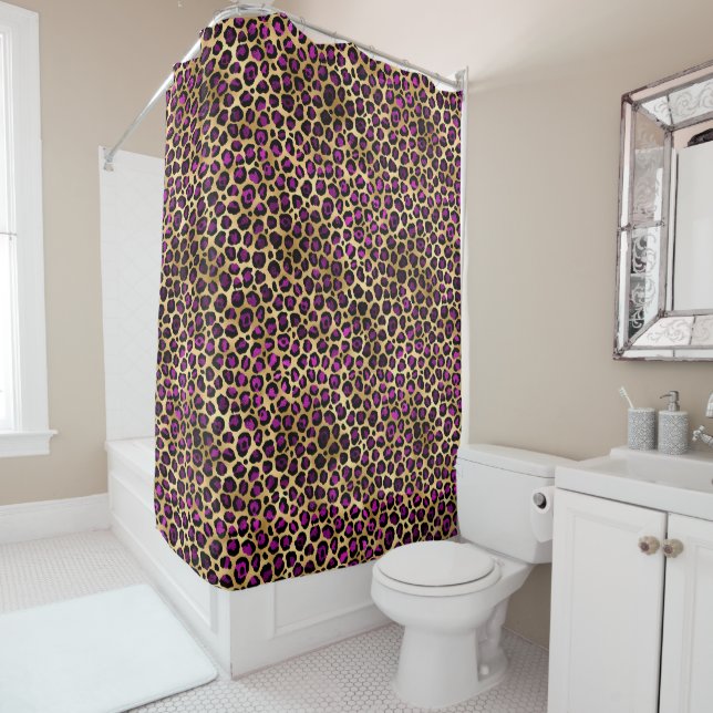 Design der lila und Gold Leopard-Serie 4 Duschvorhang (Beispiel)