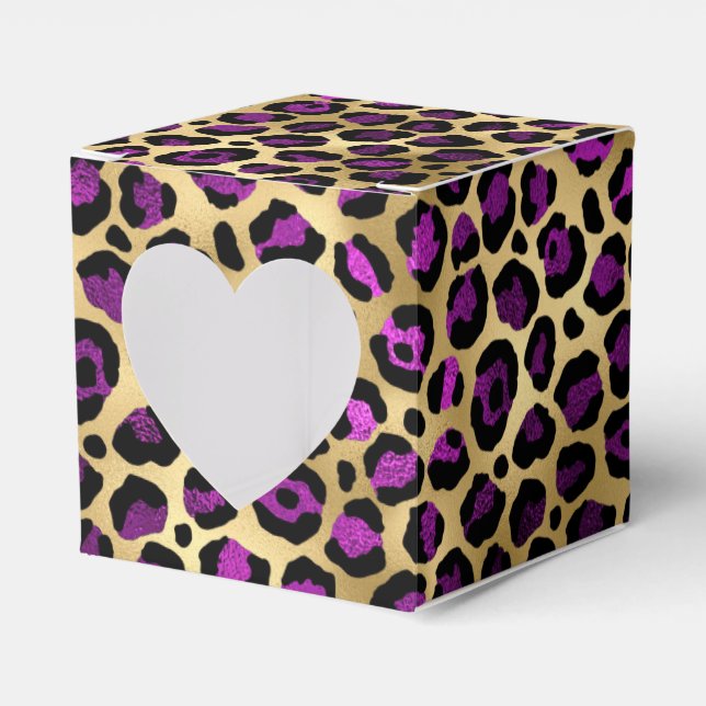 Design der lila und Gold Leopard-Serie 4 Geschenkschachtel (Vorderseite)