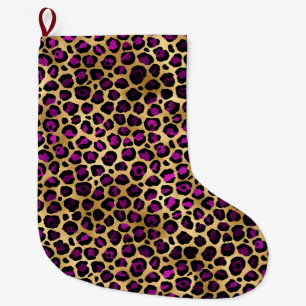 Design der lila und Gold Leopard-Serie 4 Großer Weihnachtsstrumpf