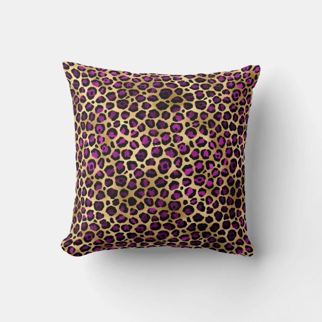 Design der lila und Gold Leopard-Serie 4 Kissen (Vorderseite)