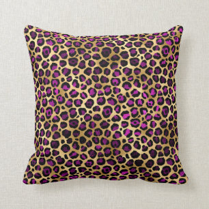 Design der lila und Gold Leopard-Serie 4 Kissen