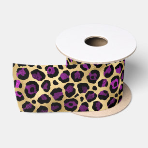 Design der Lila und Gold Leopard-Serie 4 Satinband