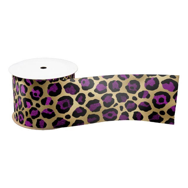 Design der lila und Gold Leopard-Serie 4 Satinband (Spule)