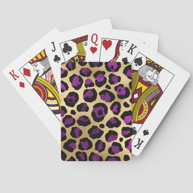 Design der lila und Gold Leopard-Serie 4 Spielkarten (Rückseite)