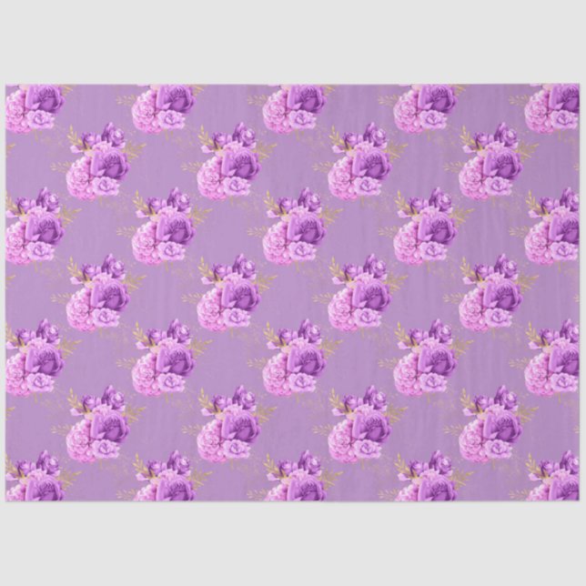 Design der lila und goldenen Blumenserie 11 Seidenpapier (Vorderseite)