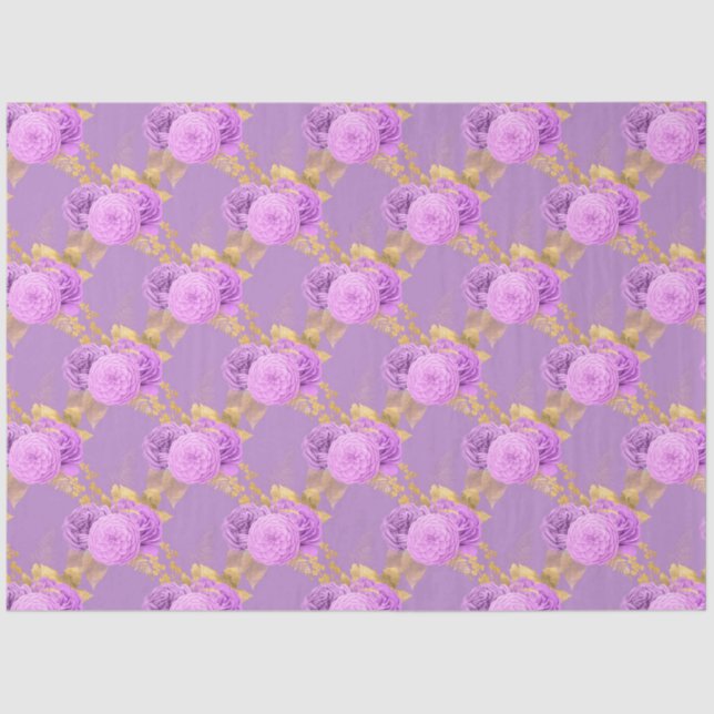 Design der lila und goldenen Blumenserie 15 Seidenpapier (Vorderseite)