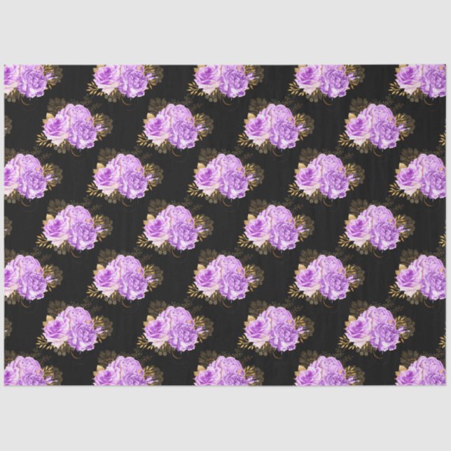 Design der lila und goldenen Blumenserie 18 Seidenpapier (Vorderseite)