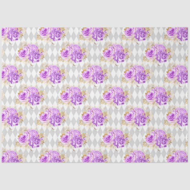 Design der lila und goldenen Blumenserie 2 Seidenpapier (Vorderseite)