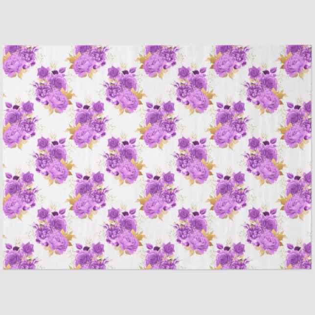 Design der lila und goldenen Blumenserie 5 Seidenpapier (Vorderseite)