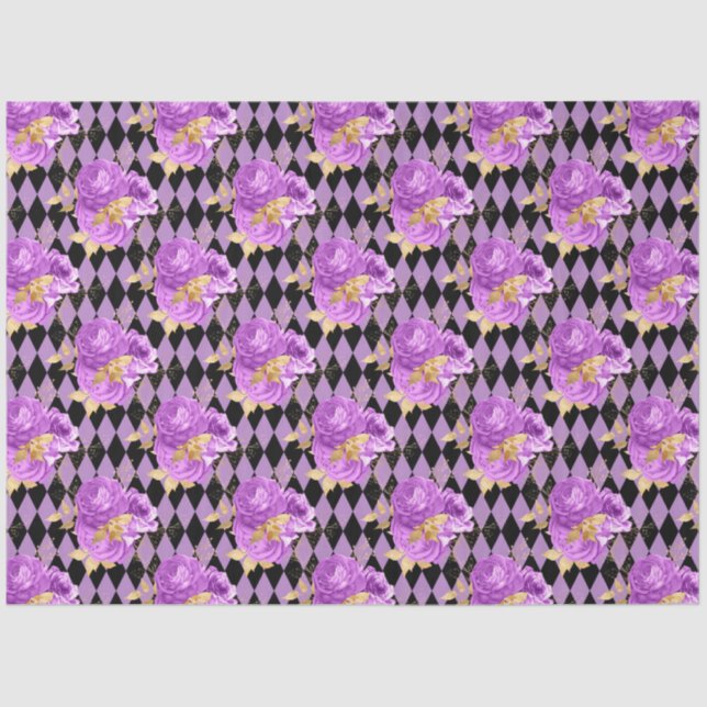 Design der lila und goldenen Blumenserie 6 Seidenpapier (Vorderseite)