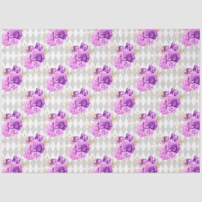 Design der lila und goldenen Blumenserie 7 Seidenpapier (Vorderseite)